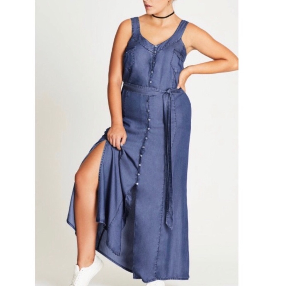 *NWT* CITY CHIC Mid Denim Logline Maxi Dress